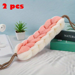 Long Stretch Back Sponge With Rope Handles Exfoliating Body Scrub
