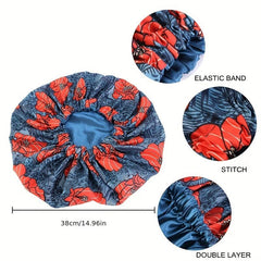 African Print Satin Lined Round Cap for Women Large Size