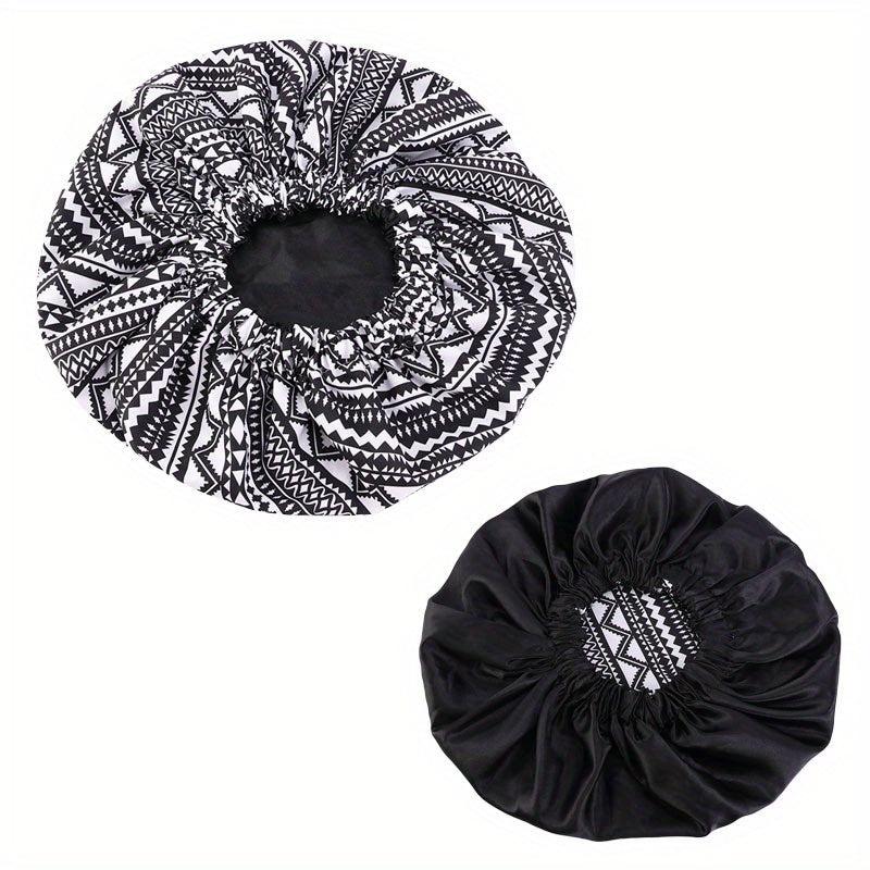 African Print Satin Lined Round Cap for Women Large Size