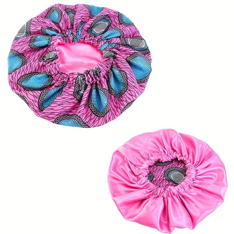 African Print Satin Lined Round Cap for Women Large Size