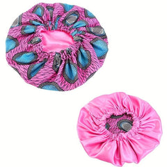 African Print Satin Lined Round Cap for Women Large Size