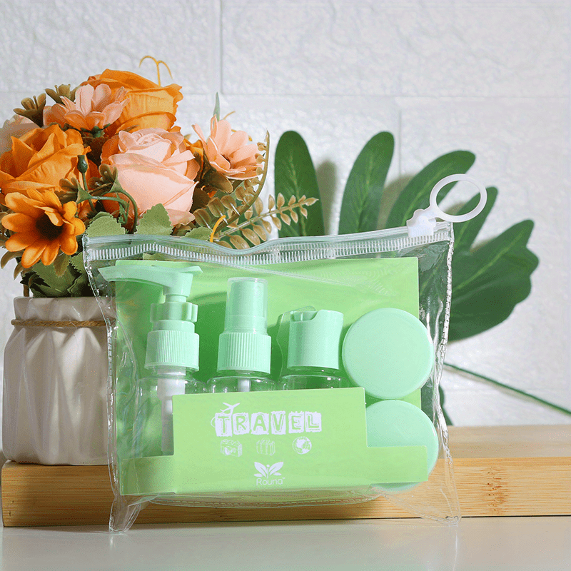 7 Pcs Portable Travel Bottle Set For Toiletries - Shampoo, Conditioner, Lotion