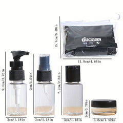 7 Pcs Portable Travel Bottle Set For Toiletries - Shampoo, Conditioner, Lotion