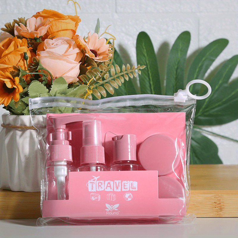 7 Pcs Portable Travel Bottle Set For Toiletries - Shampoo, Conditioner, Lotion