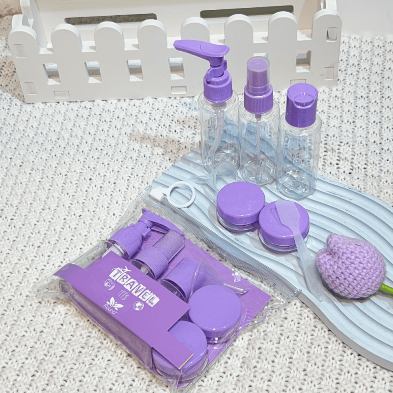 7 Pcs Portable Travel Bottle Set For Toiletries - Shampoo, Conditioner, Lotion