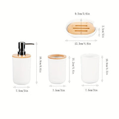 4pcs Modern Bathroom Tool Set: Cup, Lotion Dispenser, Soap Dish, Storage Box