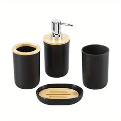 4pcs Modern Bathroom Tool Set: Cup, Lotion Dispenser, Soap Dish, Storage Box