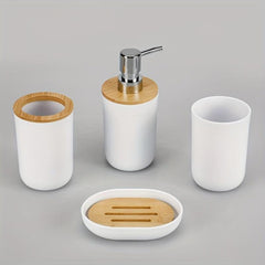 4pcs Modern Bathroom Tool Set: Cup, Lotion Dispenser, Soap Dish, Storage Box