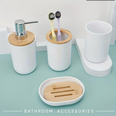 4pcs Modern Bathroom Tool Set: Cup, Lotion Dispenser, Soap Dish, Storage Box
