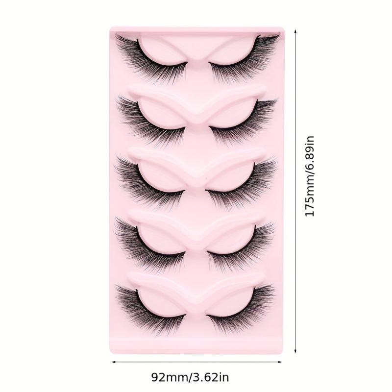 5 Pairs Cat Eye Lashes Winged End Eye Elongated Eyelashes Fox Eye Lashes