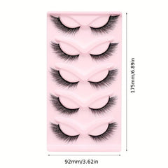 5 Pairs Cat Eye Lashes Winged End Eye Elongated Eyelashes Fox Eye Lashes