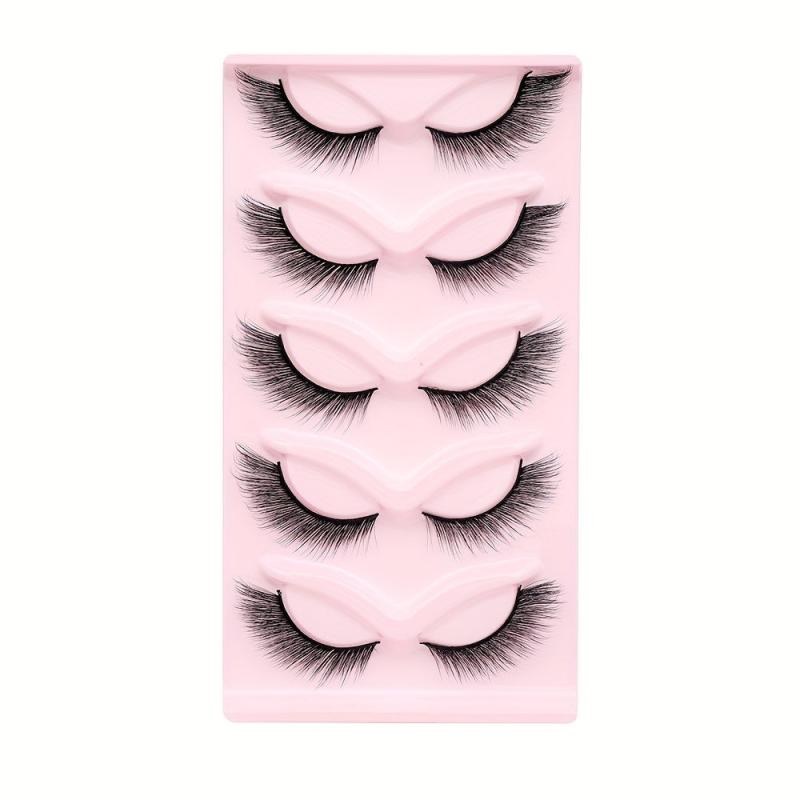 5 Pairs Cat Eye Lashes Winged End Eye Elongated Eyelashes Fox Eye Lashes