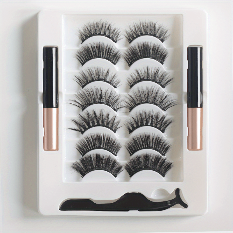 Magnetic Eyelash Set Magnetic Eyeliner Natural Fluffy Curly 7 Pairs