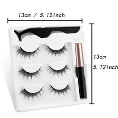 3 Pairs Magnetic 3D Mink Eyelashes Set Natural False Lashes