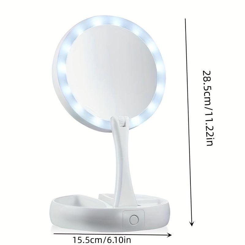 Adjustable Double Sided Lighted Makeup Mirror - Perfect for Travel and Home