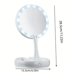 Adjustable Double Sided Lighted Makeup Mirror - Perfect for Travel and Home