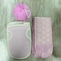 3pc Soft Bath Brush and Exfoliating Skin Towel Set for Home and Hotel Use