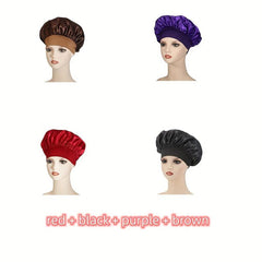 Satin Hair Bonnet for Sleeping, Shower Cap Wide Band Women Elastic