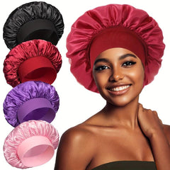 Satin Hair Bonnet for Sleeping, Shower Cap Wide Band Women Elastic