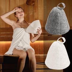 2-Piece Felt Sauna Hat, Anti-Heat Cap for Men & Women, Grey