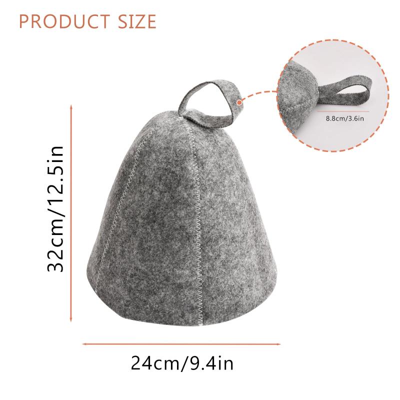 2-Piece Felt Sauna Hat, Anti-Heat Cap for Men & Women, Grey