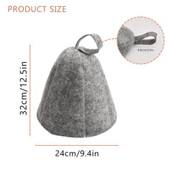 2-Piece Felt Sauna Hat, Anti-Heat Cap for Men & Women, Grey