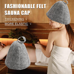 2-Piece Felt Sauna Hat, Anti-Heat Cap for Men & Women, Grey