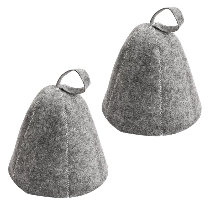 2-Piece Felt Sauna Hat, Anti-Heat Cap for Men & Women, Grey