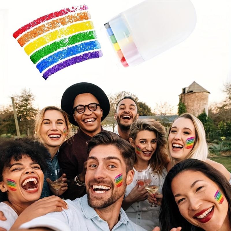 6 Colors Rainbow Face Paint Stick Long Lasting Skin Friendly Body Tattoo Pen