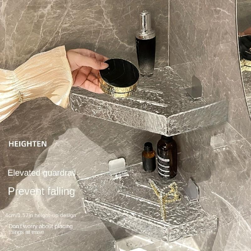 Acrylic Corner Shower Shelf Adhesive Wall Mounted Bathroom Organizer