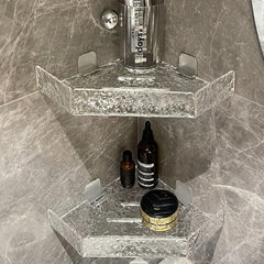 Acrylic Corner Shower Shelf Adhesive Wall Mounted Bathroom Organizer