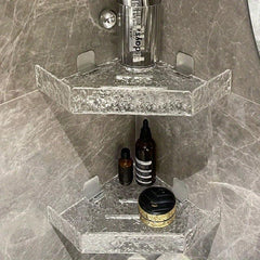 Acrylic Corner Shower Shelf Adhesive Wall Mounted Bathroom Organizer