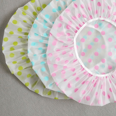 6 Pcs Dot Print Shower Caps Waterproof Reusable Large Shower Cap For Women