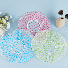 6 Pcs Dot Print Shower Caps Waterproof Reusable Large Shower Cap For Women