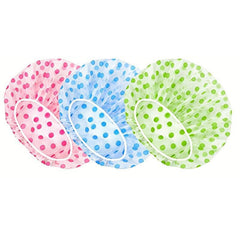 6 Pcs Dot Print Shower Caps Waterproof Reusable Large Shower Cap For Women