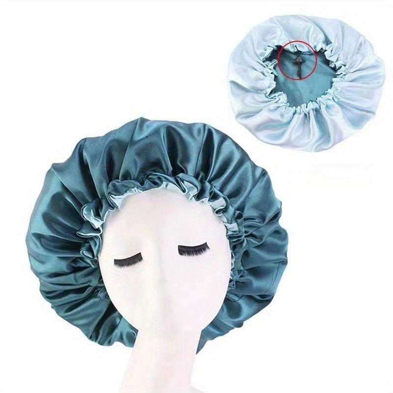 Double Layer Shower Cap Reusable Bath Caps Women Long Hair Shower Hat