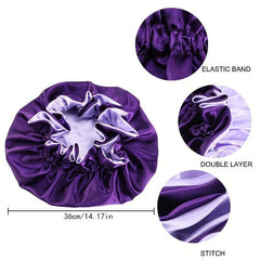 Double Layer Satin Hair Cap with Wooden Edges and Lace Trim