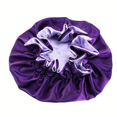 Double Layer Satin Hair Cap with Wooden Edges and Lace Trim