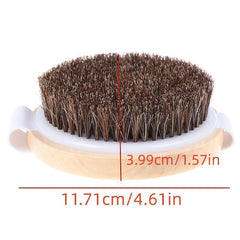 Wooden Body Brush Natural Horse Hair Massage Soft Scrubber