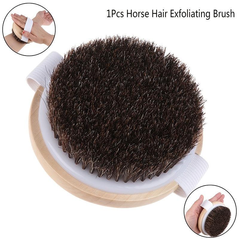 Wooden Body Brush Natural Horse Hair Massage Soft Scrubber