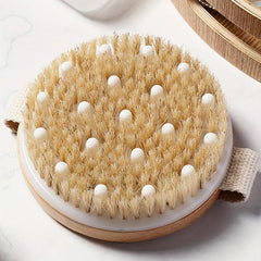 Wooden Bath Brush Hand Holding Body Brush Soft Bead Bath Cleaning Brush