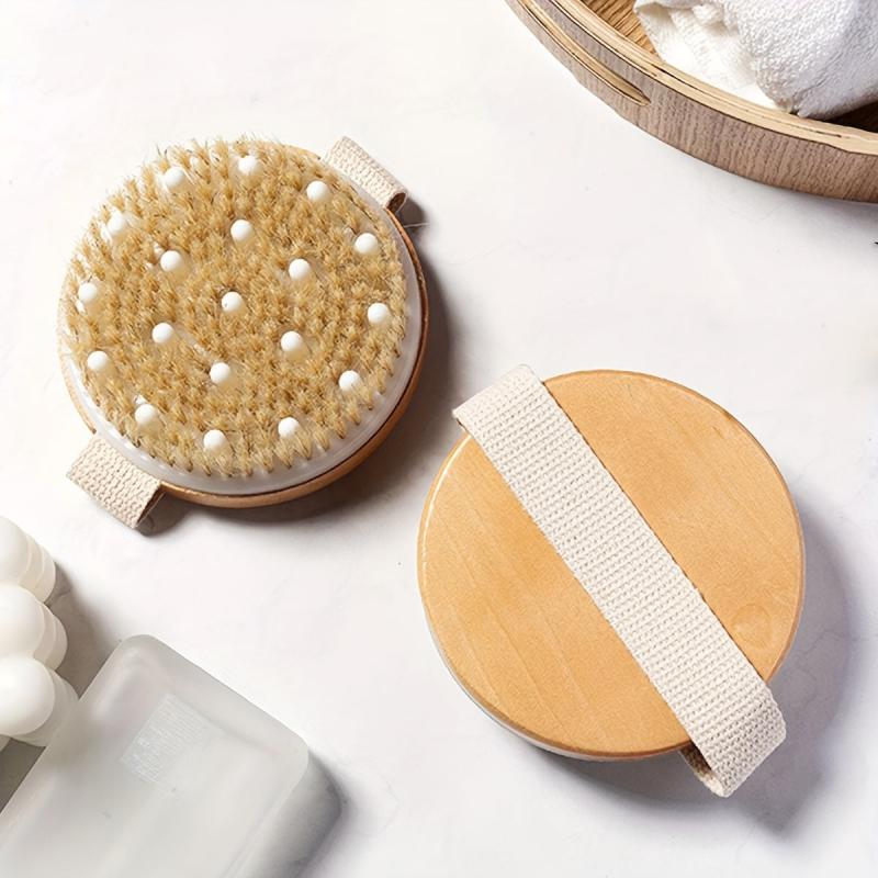 Wooden Bath Brush Hand Holding Body Brush Soft Bead Bath Cleaning Brush