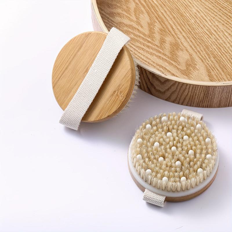 Wooden Bath Brush Hand Holding Body Brush Soft Bead Bath Cleaning Brush