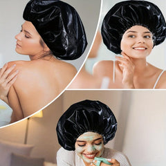 4pcs Satin Waterproof Shower Cap for Long Hair Men & Women