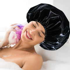 4pcs Satin Waterproof Shower Cap for Long Hair Men & Women
