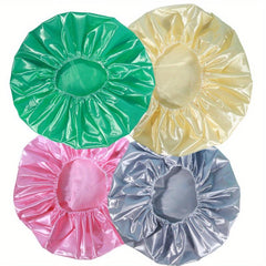 4pcs Satin Waterproof Shower Cap for Long Hair Men & Women
