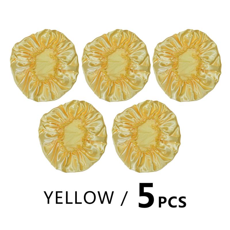 7PCS Single Layer Shower Caps Elastic Band Bath Hair Hat for Women Ladies