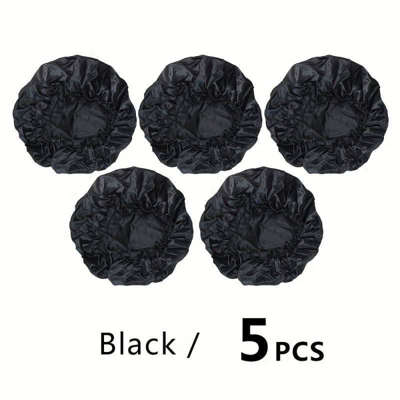 7PCS Single Layer Shower Caps Elastic Band Bath Hair Hat for Women Ladies