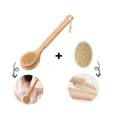 2pcs Bath Brush & Loofah Sponge Set Body Exfoliating Shower Scrubber