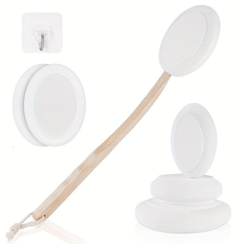 Long Handle Bath Brush Set with 6 Brush Heads, Back Scrubber, Hook